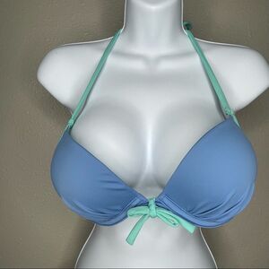 Victoria’s Secret Push-up Bikini Top Lilac Blue and Aqua Size 34B